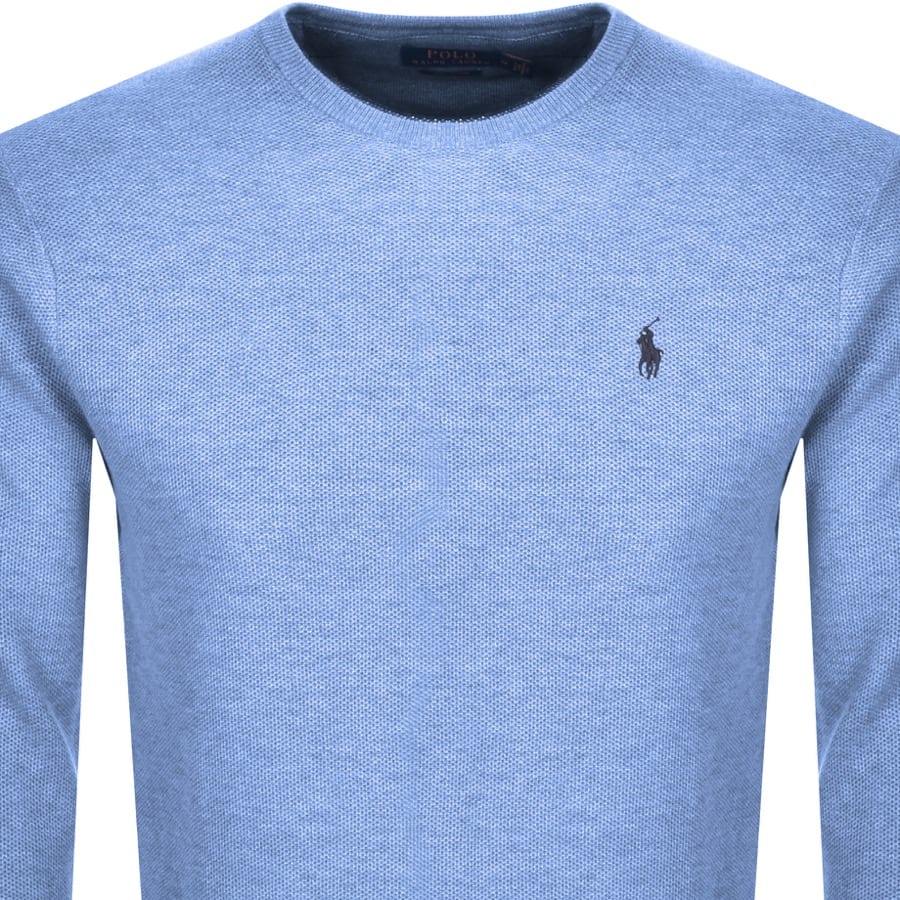 Alternative Image for ProductRalph Lauren Crew Neck Waffle Knit Jumper Blue2
